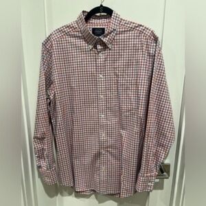 Charles Tyrwhitt Men Dress Shirt Size L Slim Fit Pink Blue Check 100% Cotton. H